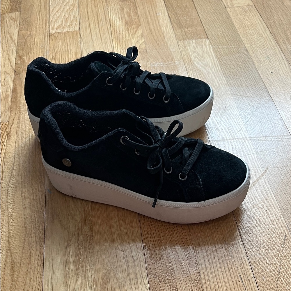 Skechers by Martha Stuart Black Suede Platform Sneakers